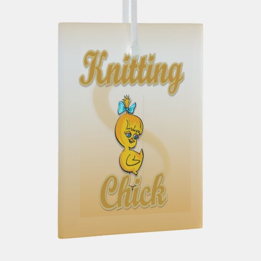 Knitting Chick Glas Ornament (Voorkant Rechts)