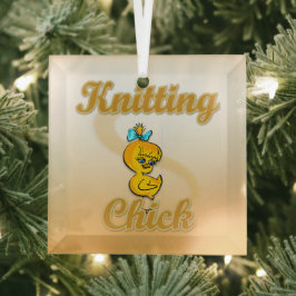 Knitting Chick Glas Ornament