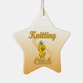 Knitting Chick Keramisch Ornament (Rechts)