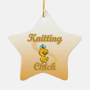 Knitting Chick Keramisch Ornament