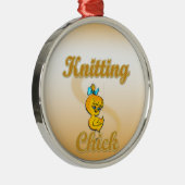 Knitting Chick Metalen Ornament (Rechts)