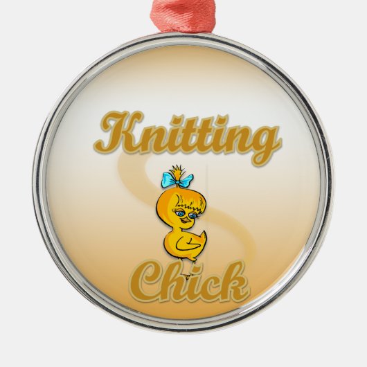 Knitting Chick Metalen Ornament (Voorkant)