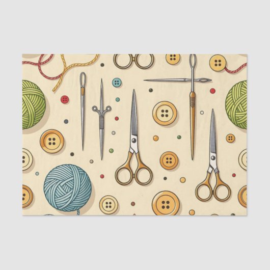 Knitting Crochet Sewing Tools Pattern Tissuepapier (Voorkant)