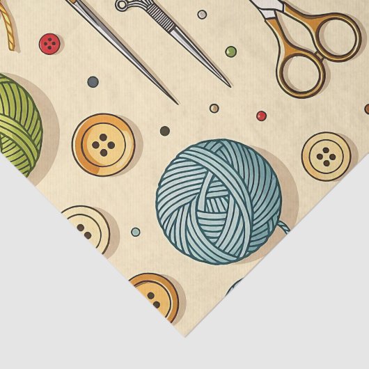 Knitting Crochet Sewing Tools Pattern Tissuepapier (Detail)