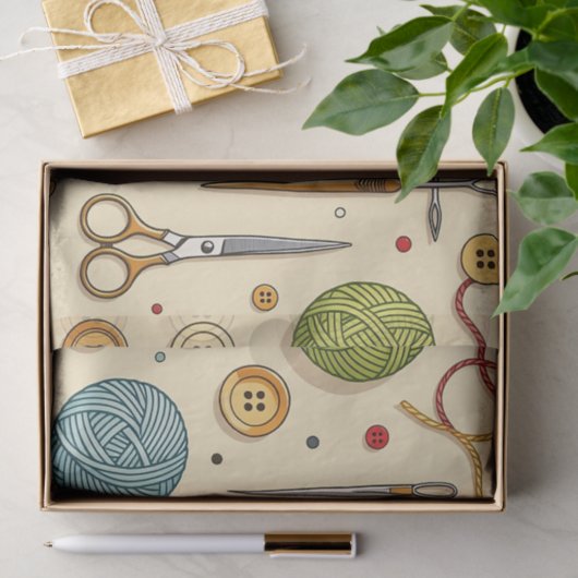 Knitting Crochet Sewing Tools Pattern Tissuepapier (Geschenk)