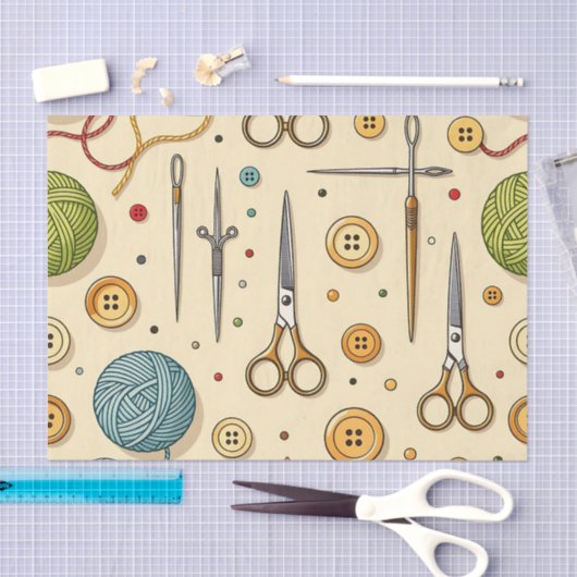 Knitting Crochet Sewing Tools Pattern Tissuepapier (Craft)