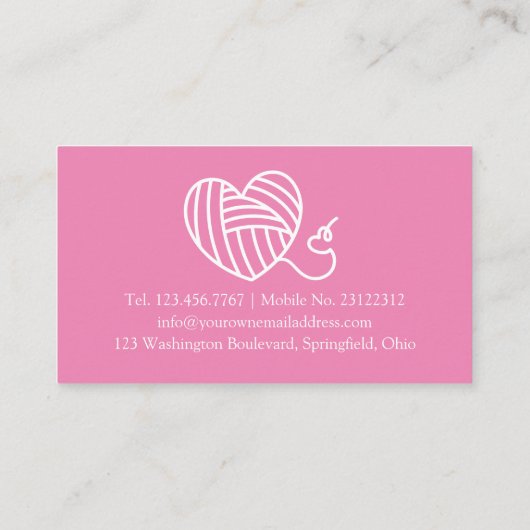 Knitting Crochet Yarn Craft Hand Spool Visitekaartje (Achterkant)