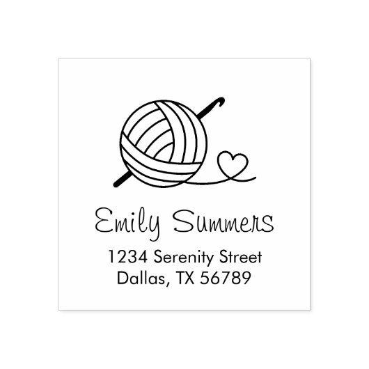 Knitting Crocheting Yarn-adres Rubberstempel (Afrduk)