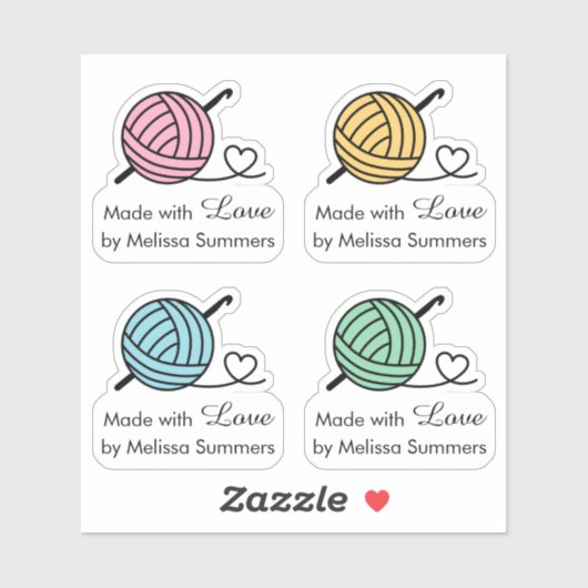 Knitting Crocheting Yarn Made with Love, set 4 Sticker (Vel)