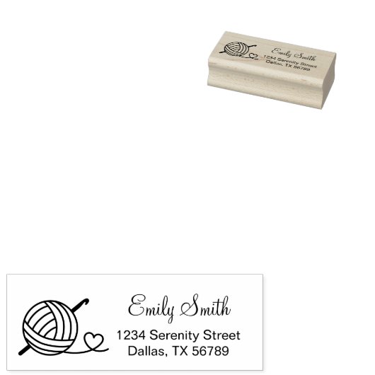 Knitting Crocheting Yarn Return Address Rubberstempel (Gestempeld)