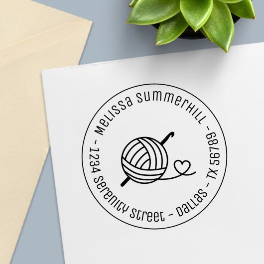 Knitting Crocheting Yarn Round Address 1 Zelfinktende Stempel
