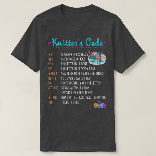 Knitting Crochetting Yarn Knit Kntiter Crochet T-shirt (Design voorkant)