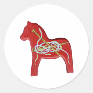 Knitting Dala Horse Sticker