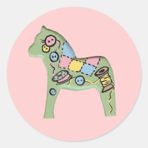 Knitting Dala Horse Sticker