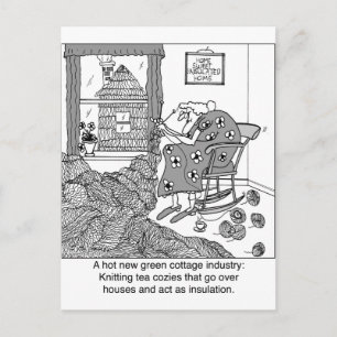 Knitting, een Groene Cottage-industrie Briefkaart