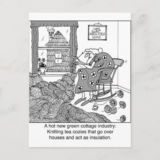 Knitting, een Groene Cottage-industrie Briefkaart (Voorkant)
