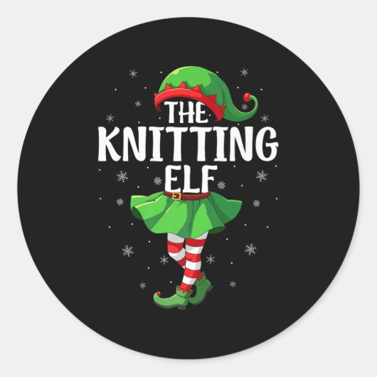 Knitting Elf Christmas Girls Women Elf Squad Xmas  Ronde Sticker (Voorkant)