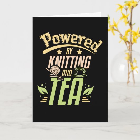 Knitting en thee kaart (Gele Bloem)