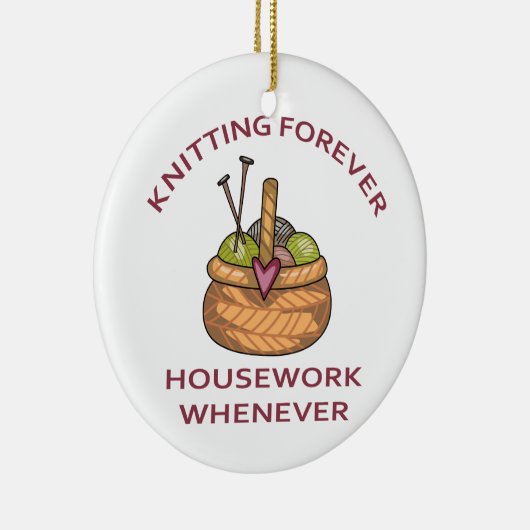 Knitting Forever Keramisch Ornament (Rechts)