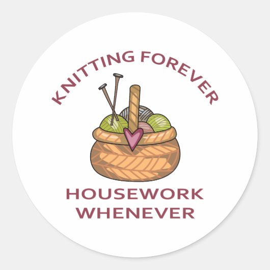 KNITTING FOREVER RONDE STICKER (Voorkant)