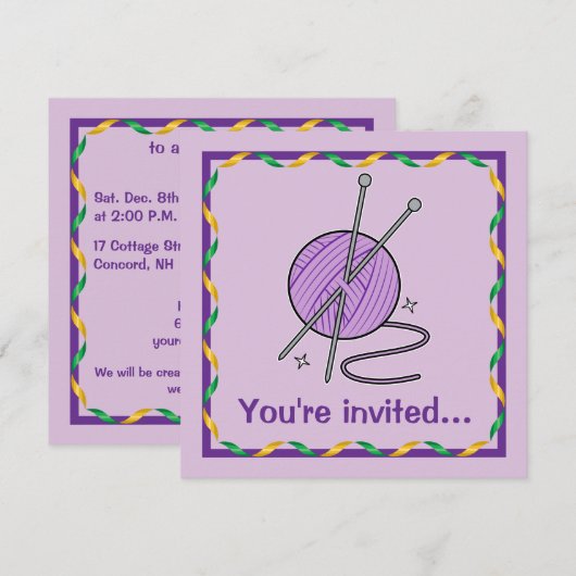 Knitting Fun Birthday Kaart (Voorkant / Achterkant)