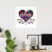 Knitting Fun Heart Poster (Thuiskantoor)