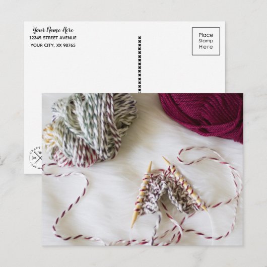 Knitting & garen op witvlotten briefkaart (Voorkant / Achterkant)