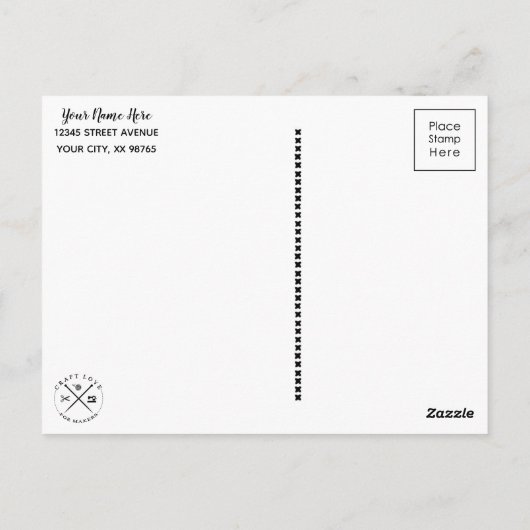 Knitting & garen op witvlotten briefkaart (Achterkant)