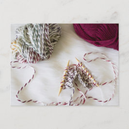 Knitting & garen op witvlotten briefkaart