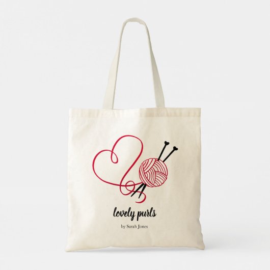 Knitting haakgaren ball logo, douanenaam tote bag (Achterkant)