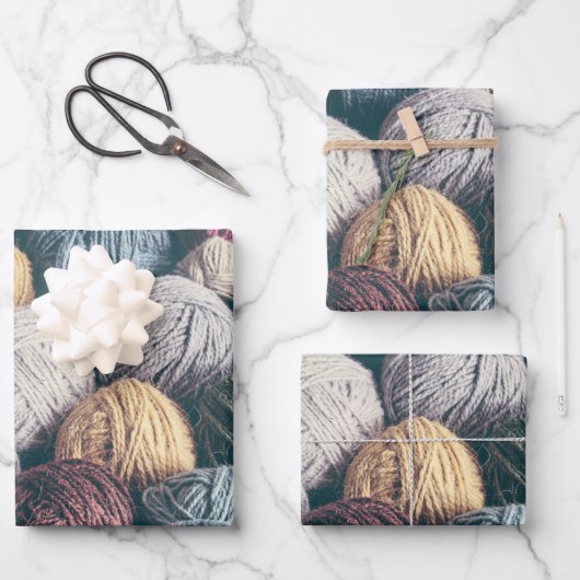 Knitting, haakwol zangbalken inpakpapier vel (Voorkant)