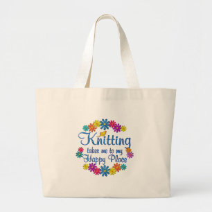 Knitting Happy Place Grote Tote Bag