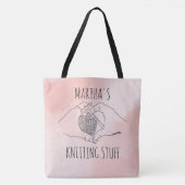 Knitting Heart Hands Boho Line Illustration Tote Bag (Voorkant)