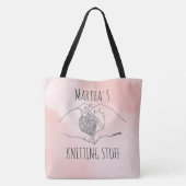 Knitting Heart Hands Boho Line Illustration Tote Bag (Achterkant)