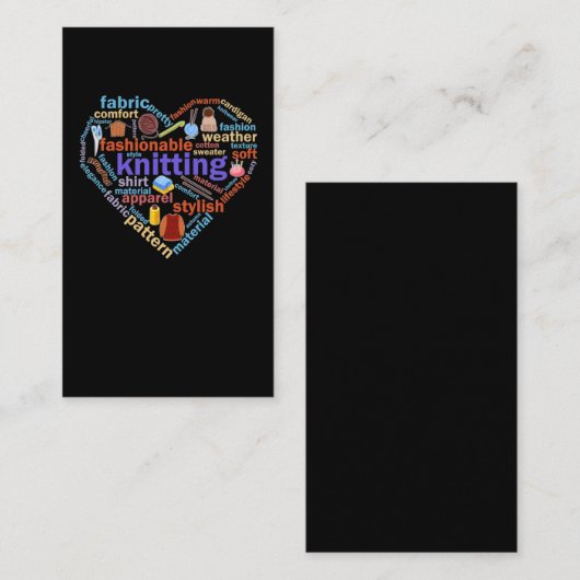 Knitting Heart Yarn Lover Visitekaartje (Voorkant / Achterkant)