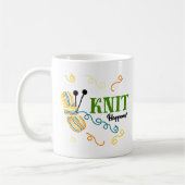 Knitting Humor Knit gebeurt Gezegde en Quirky Yarn Koffiemok (Links)