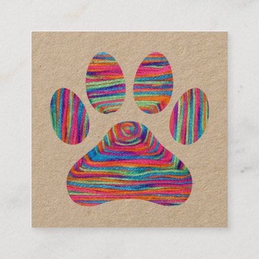 Knitting Instructor Puppy in Sweater Business Card Vierkante Visitekaartje (Achterkant)