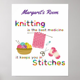 Knitting is het beste geneesmiddel Gepersonaliseer Poster