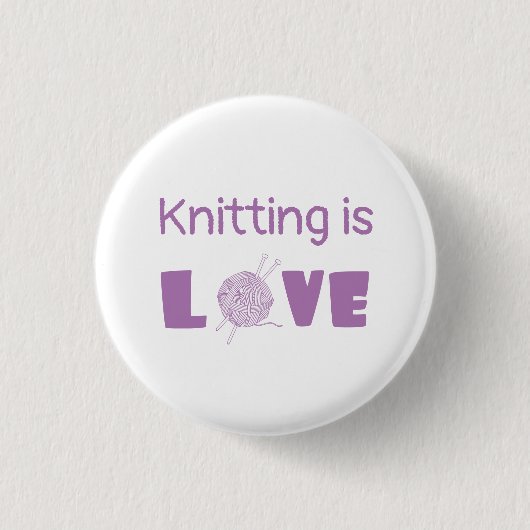 Knitting is Love Ronde Button 3,2 Cm (Voorkant)