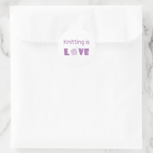Knitting is Love Ronde Sticker (Tas)