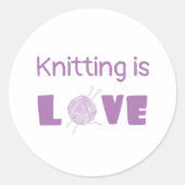 Knitting is Love Ronde Sticker (Voorkant)