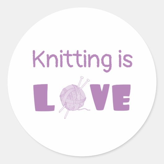 Knitting is Love Ronde Sticker (Voorkant)