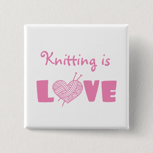 Knitting is Love Vierkante Button 5,1 Cm (Voorkant)