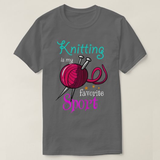 Knitting is mijn favoriete sport die mijn overloop t-shirt (Design voorkant)