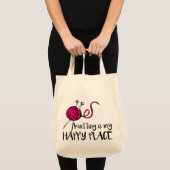 Knitting is mijn gelukkige plek tote bag (Voorkant (product))