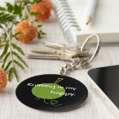 Knitting is Mijn Happy Sleutelhanger (Zijkant)