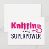 Knitting is Mijn Superpower in Roze Briefkaart (Voorkant / Achterkant)