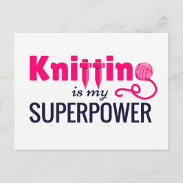 Knitting is Mijn Superpower in Roze Briefkaart
