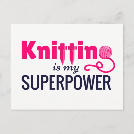 Knitting is Mijn Superpower in Roze Briefkaart (Voorkant)