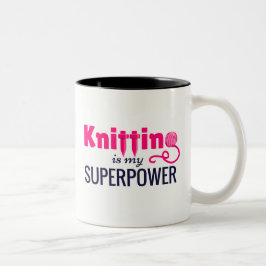 Knitting is Mijn Superpower in Roze Tweekleurige Koffiemok